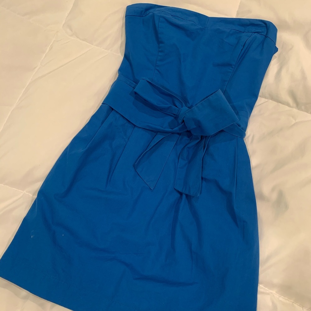 Strapless blue dress